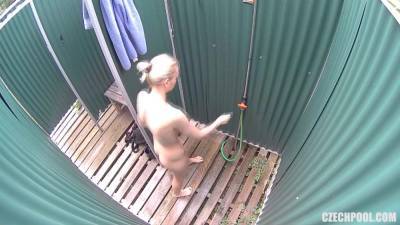 Czech Pool Blonde Milf In Shower - voyeurhit.com - Czech Republic