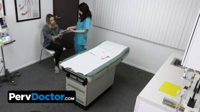 Slim blond patient lets perv doctor and his hot butt nurse to open up her narrow teen snatch - sexu.com