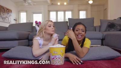 Small Tit Ebony And White Teen Bbfs Share Cock At Movie - upornia.com