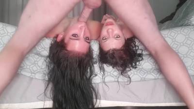 2 Sluts Getting Throated By One Lucky Cock While Laying Upside Down Different Angles - hclips.com