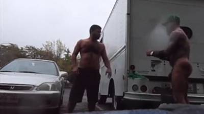 Guys Very Public Rainy Stroking in parking lot - nvdvid.com