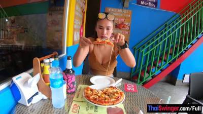 Pizza before making a homemade sex tape with his busty Asian girlfriend - hotmovs.com - Thailand