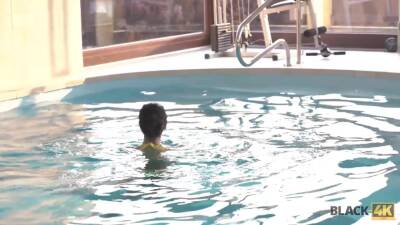 BLACK4K. Brunette forgets about swimming thanks to coachs huge manhood - pornoxo.com