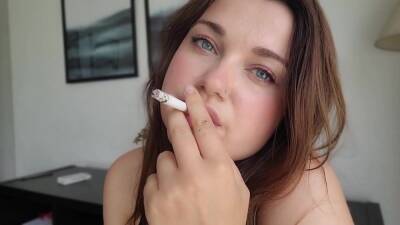 Smoking Fetish. Blue-eyed Cute Girl Smokes And Looks You In The Eye - hclips.com