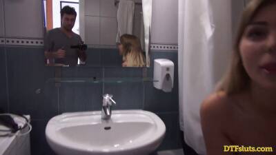 James Deen - BLONDE SMALL TITS AMATEUR HALEY HILL POUNDED IN RESTROOM BY JAMES DEEN - sexu.com