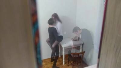 The teacher fucked the student on the table. Hidden camera. Part 1 - veryfreeporn.com - Russia