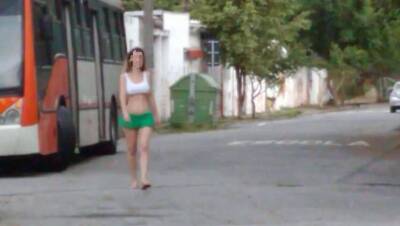 Exhibitionist HotWife with nano skirt and top on street - veryfreeporn.com - Brazil