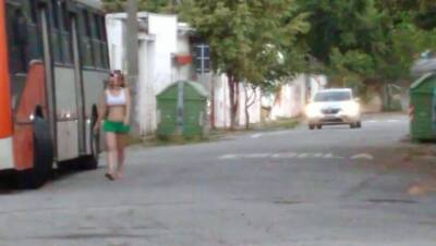 Exhibitionist HotWife with nano skirt and top on street - veryfreeporn.com - Brazil