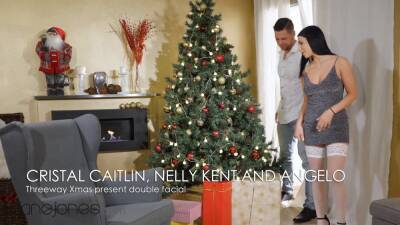 Nelly Kent - Cristal Caitlin - Lucky husband gets passionate xmas threesome with Cristal Caitlin and Nelly Kent - sexu.com - Czech Republic