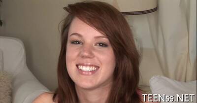 Freckles - Sexy teen babe with freckles fucked on a table doggy style - sunporno.com