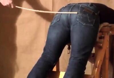 Caned over tight jeans Daddy boy - nvdvid.com