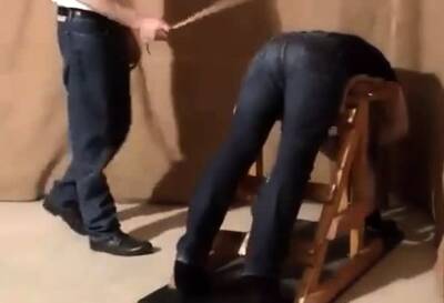 Caned over tight jeans Daddy boy - drtuber.com