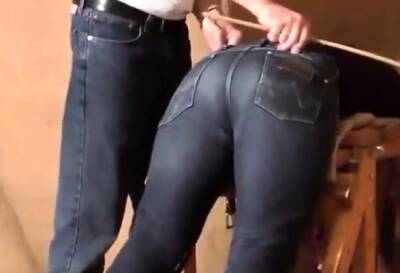 Caned over tight jeans Daddy boy - drtuber.com