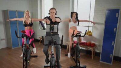 Gym Coach Runs A Spin Class For Two Hot Sluts Who Want His - hclips.com