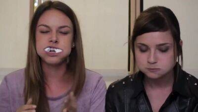 Bunny - 2 girls showing mouth and swallow skills chubby bunny challenge - veryfreeporn.com