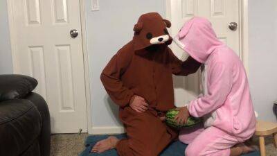 Bunny - Handjob With Watermelon Then Eats It In Bunny Onesie Pajamas - upornia.com