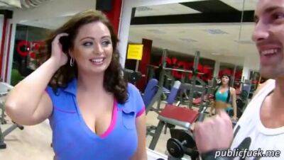 Big breasted woman sucks off and ripped by her gym instructor - sunporno.com