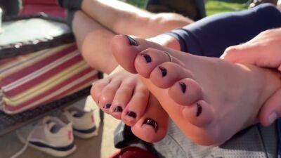 Sunny Sexy Foot Rub Watching Football - hclips.com