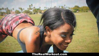 TheRealWorkout - Curvy Ebony (Brittany White) Rides White Cock After Workout - xxxfiles.com - Usa