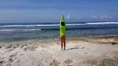 Yoga # Morning Yoga Exercises At Ocean Shore - hclips.com
