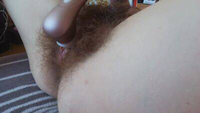 super hairy big clit pussy close up side view orgasm with vibrator - porntry.com