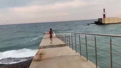 Monika Fox - Walks On The Beach In Sochi - hclips.com