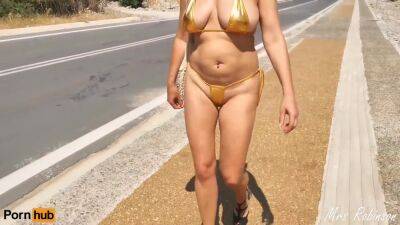 Exhibitionist Wife In Micro Bikini Showing Off To Passing Cars - upornia.com