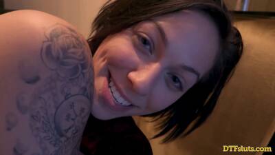 TATTOOED CUMDUMPSTER TAKES ON 3 DICKS AT ONCE, GETS CREAMPIED AND A FACIAL! - sexu.com