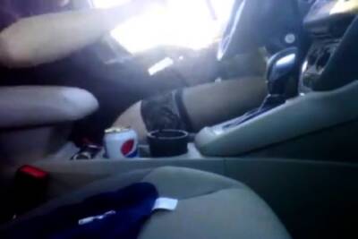 Bear in thigh high nylons jerking off in the car at the park - drtuber.com