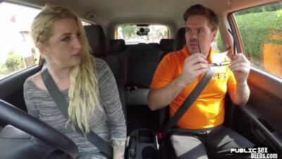 Chubby UK blonde cockriding instructor in the car after bj - txxx.com - Britain