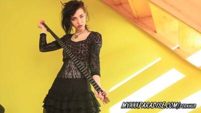 Alice - Goth girl perfect body and pierced nipples Alice in boots and pantyhose - sexu.com