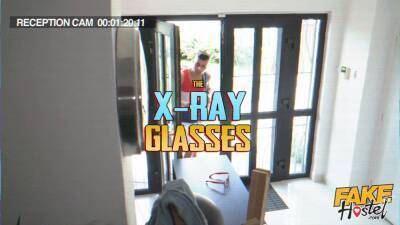 Special X-Ray Glasses allow college simp to see his dreamgirls big tits and great ass - sexu.com