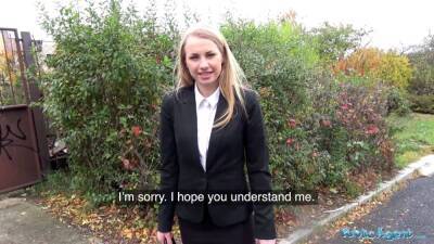 Cute Blonde Russian babe fucked through tights at roadside - sexu.com - Russia