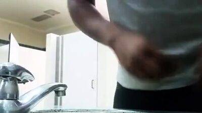 Black perv caught jerking in restroom - drtuber.com