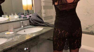 Bathroom Sex After Business Dinner In Lace Dress Pantyhose Highheels Pov - hclips.com