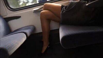 Lady - Lady with sexy legs in heels on the train - sunporno.com