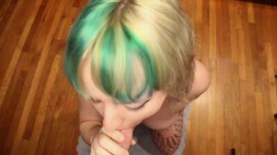 Green Haired Coed Wants Daddys Cock Swallows Cum - hclips.com