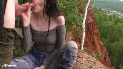 Sensual Deep Blowjob In The Forest With Cum In Mouth - upornia.com