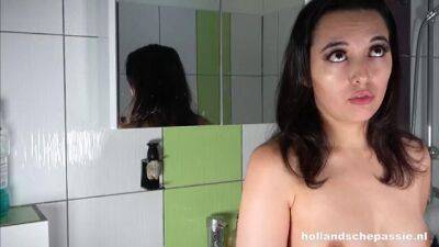 Brunette doll plays with her toothbrush over the cunt in a sensual shower solo - sunporno.com