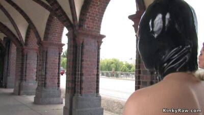 Euro whore walked naked with mask in public - sunporno.com