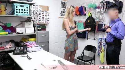 Skinny blonde shoplifter chick caught then gets her tight ass examined - veryfreeporn.com
