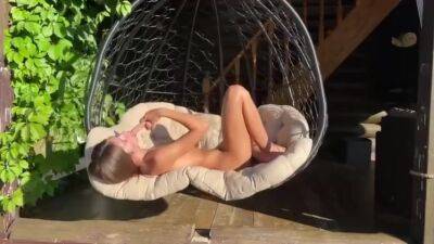 Blonde Fucks Her Didlo With A Big Rubber Dick On A Swing - hclips.com