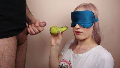 Petite step sister got blindfolded in fruits game - veryfreeporn.com