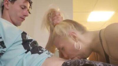 Submissive Blonde Slut Gives Risky Blowjob Inside Hotel Lobby Hallway - hclips.com