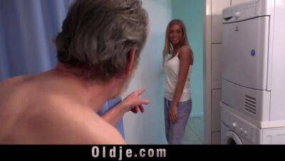 Gorgeous blonde sucking and fucking old cock for a hot cumshot shower - xxxfiles.com