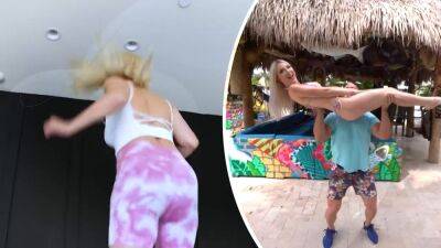 Tiny Blondie Piper Perri Grabs Step Bro's Massive Dick And Fucks Him In The Kitchen - sexu.com