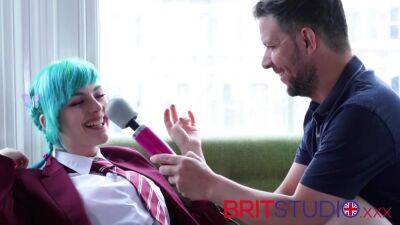 Blue Haired 18 Year Old In Uniform Edged And Teased - upornia - Britain