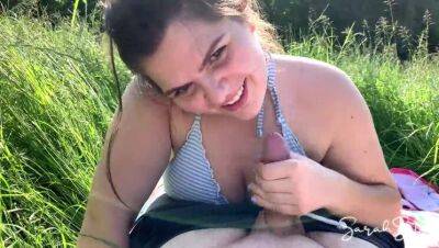 Sarah Sota - Outdoor Blowjob in the meadow while people walk by in public - cum in her mouth - Sarah Sota - porntry.com