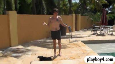 Slender Brunette Babes In Bikini Get Fucked By The Pool - hclips.com