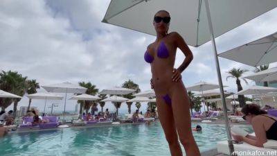 Monika Fox In A Purple Bikini Swims In The Pool - Monikafox - hotmovs.com
